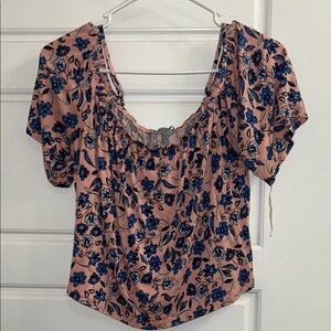 Charlotte Russe Pink and Blue Floral Blouse